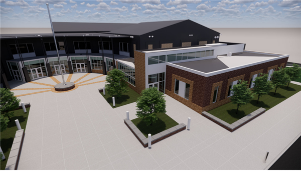 Rendering of the new Riverside High School building.