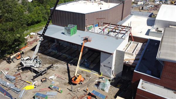 Drone photo of new auditorium
