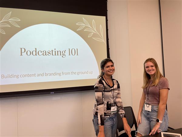 Students in the Journalism program present about Podcasting at Fall Media Day 2022